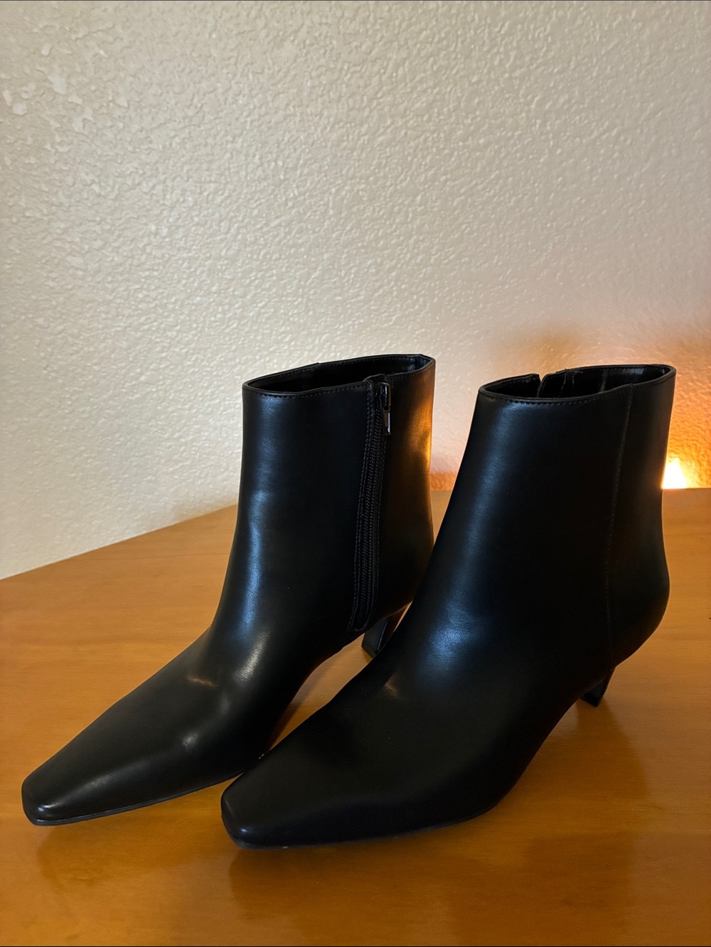 INC International Concepts Black Square-Toe Ankle Boots/ new 2inch heel